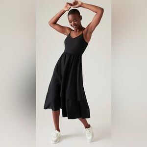 Athleta ELATION V-NECK HYBRID DRESS, Black SIZE S